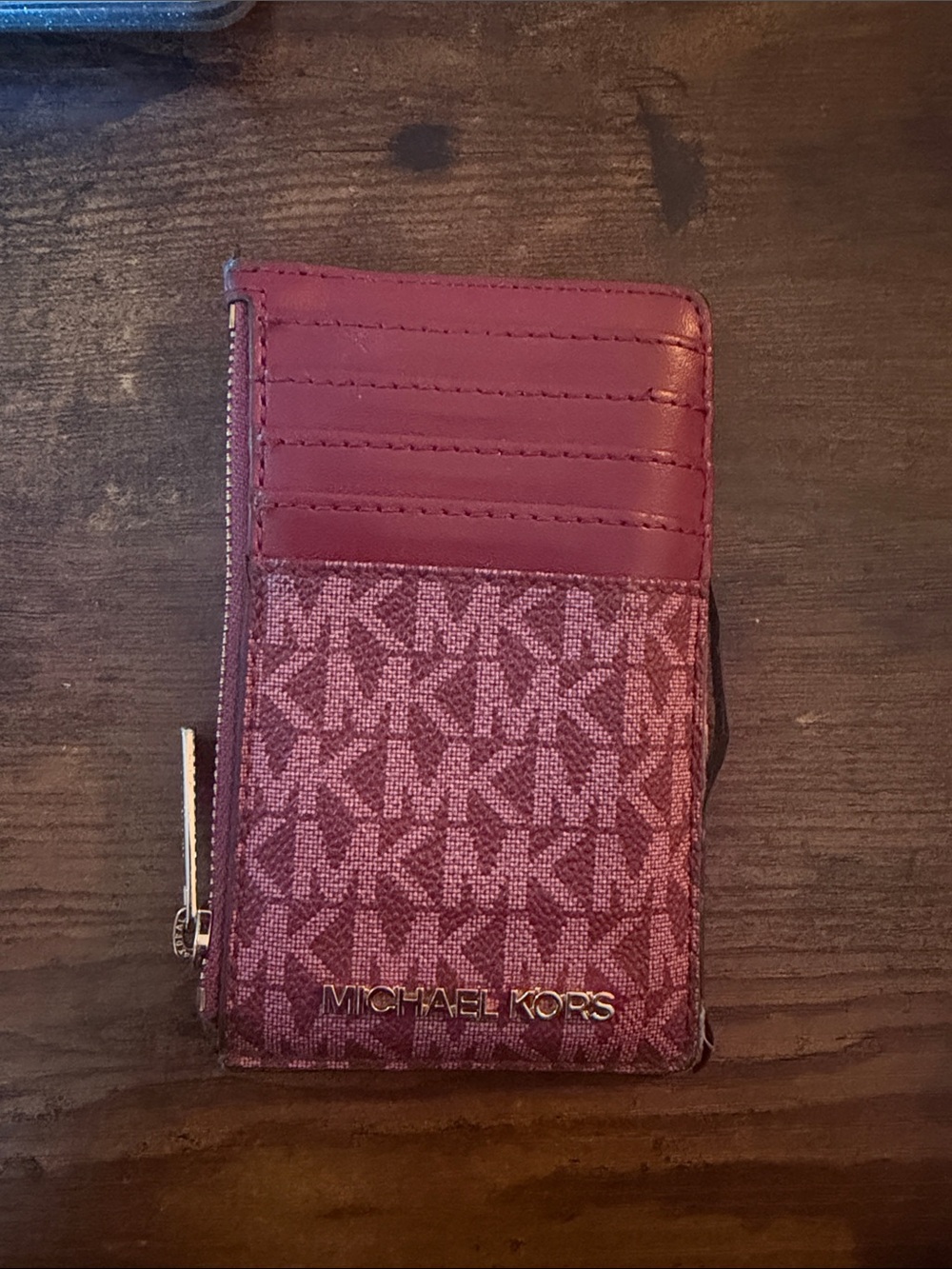 Michael Kors Rose Pink MK Logo Card Organizer with Zip